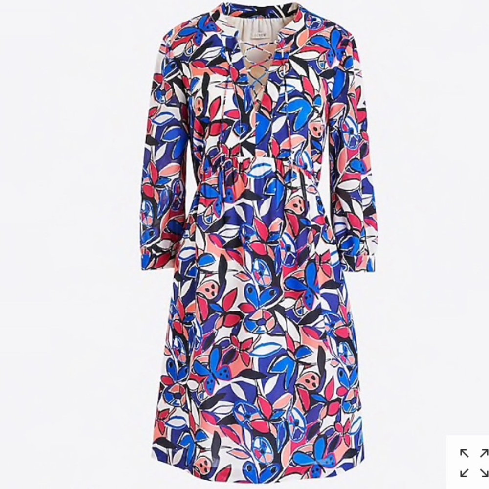 💙J. CREW💙NWT LACE UP PRINT DRESS💙 - Picture 1 of 6